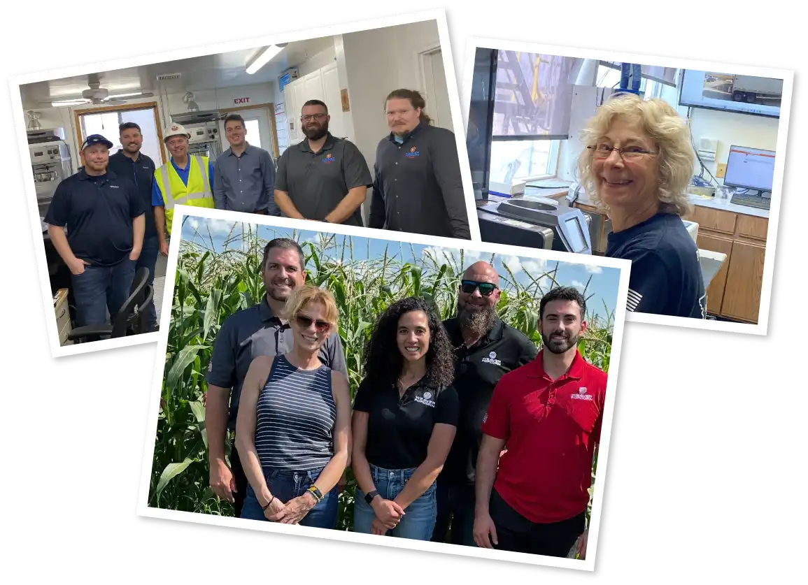 Collage Of Snapshots Featuring Smiling Employees At The Office And In The Field.